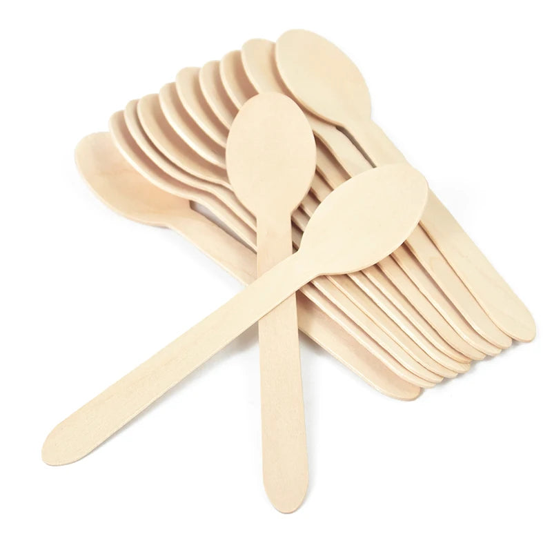 Disposable Wooden Cutlery Set - Rustic Party Tableware for Weddings Birthdays - ZOOMNSTORE