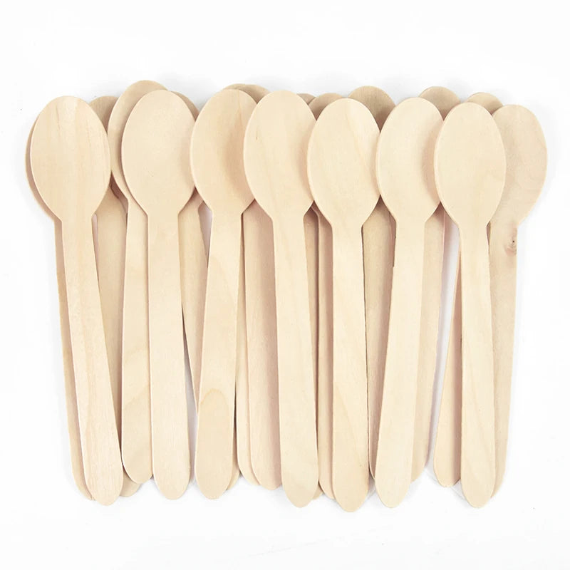 Disposable Wooden Cutlery Set - Rustic Party Tableware for Weddings Birthdays - ZOOMNSTORE
