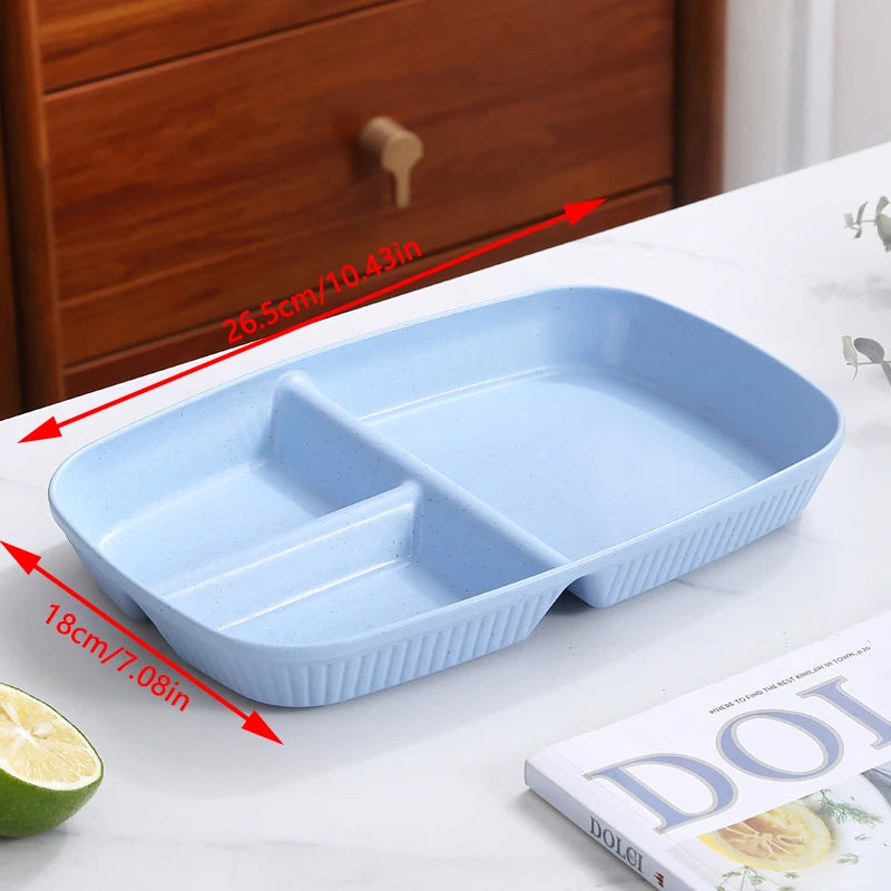 Divided Dish Plate - Reusable Microwave-Safe Dinnerware with 3 Compartments for Adults - ZOOMNSTORE