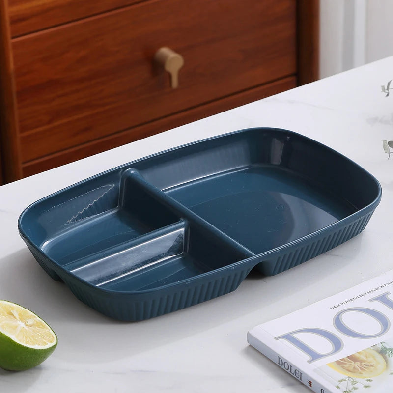 Divided Dish Plate - Reusable Microwave-Safe Dinnerware with 3 Compartments for Adults - ZOOMNSTORE
