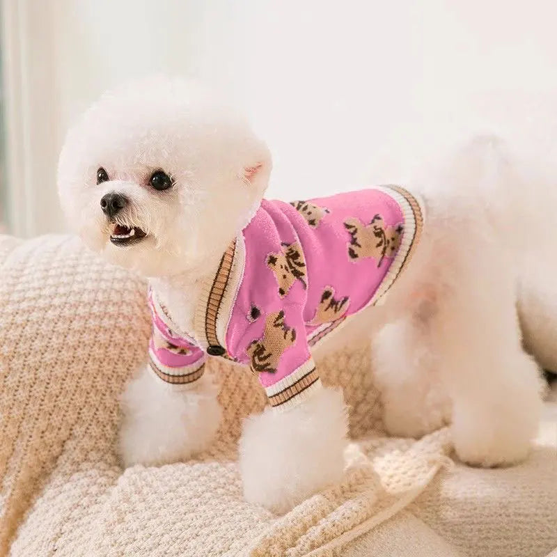 Luxury Striped Dog Sweater - Warm Cardigan for Chihuahua Bichon Frise - ZOOMNSTORE