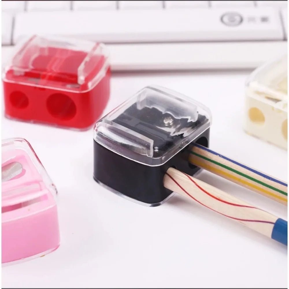 1PC double hole pencil sharpener make-up pencil multi-purpose automatic pencil sharpener for office and school supplies - ZOOMNSTORE
