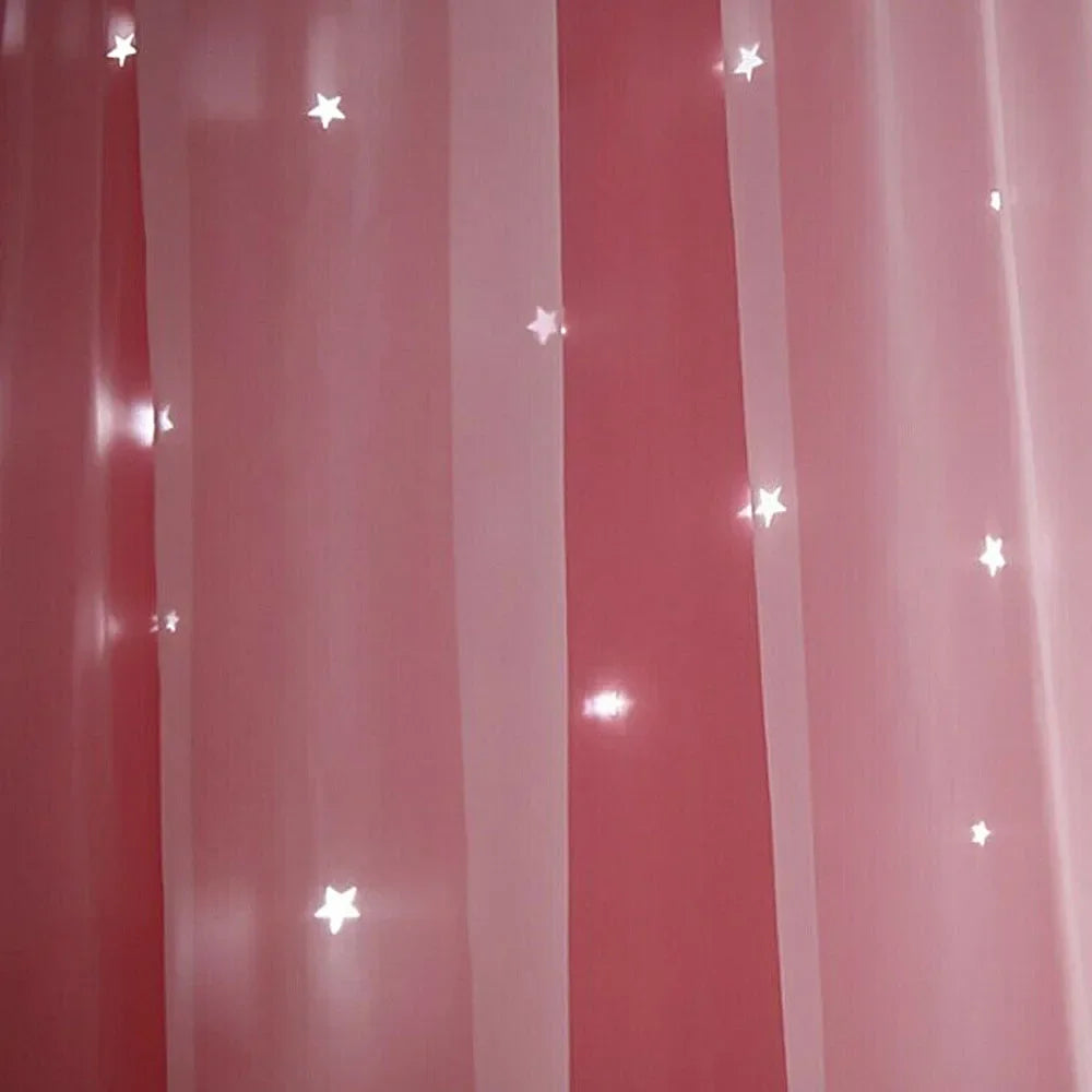 Double Layer Sheer Kids Curtains - Romantic Star Design Drapes for Living Room Bedroom - ZOOMNSTORE