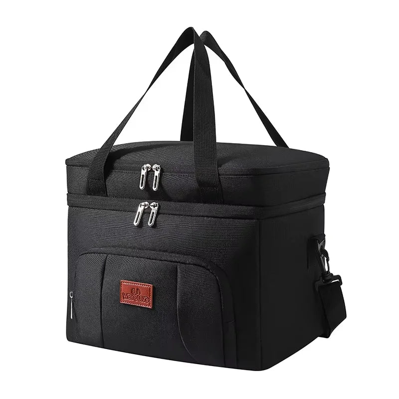 Double Layer Tote Cooler Lunch Bag - Large Capacity Travel Picnic Box with Shoulder Strap for Men Women - ZOOMNSTORE