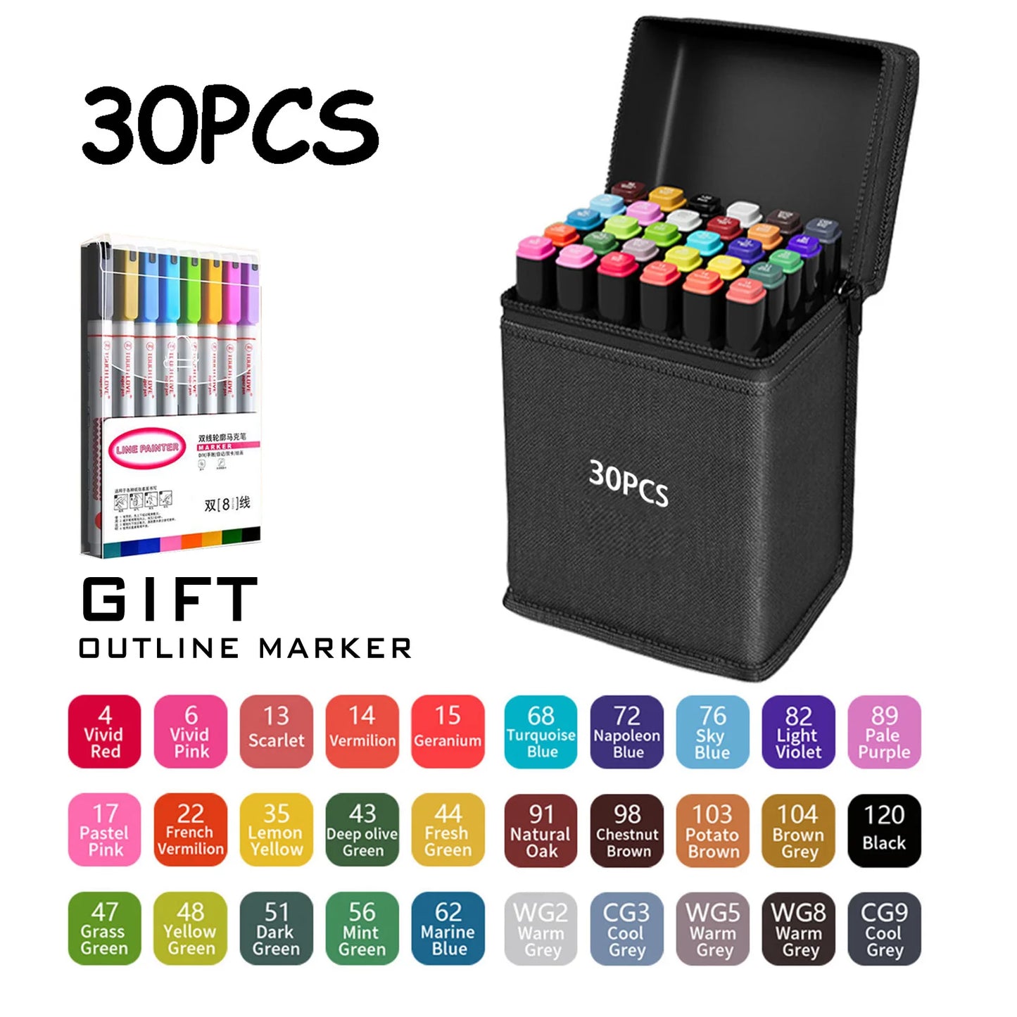 24/36/48/60/80/120/168 Colors Double Tip Permanent Art Marker pens for Drawing Painting Sketching Comics Design School Supplies - ZOOMNSTORE