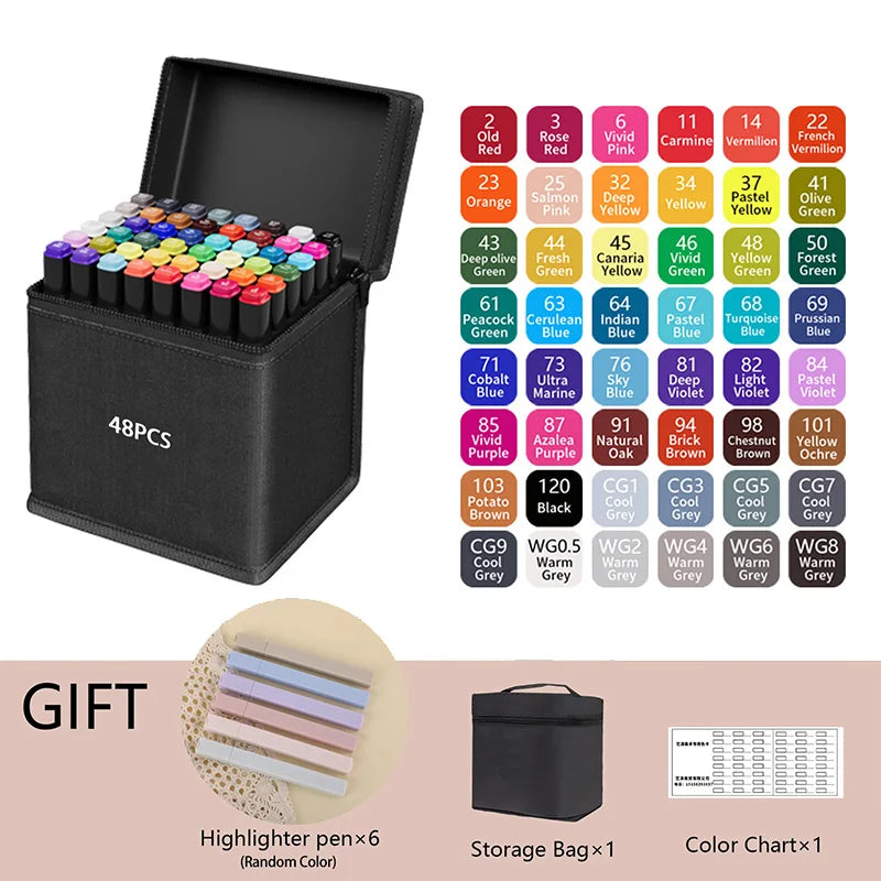 24/36/48/60/80/120/168/262 Colors Alcohol Drawing Markers Dual Tip Permanent Art Sketch Markers for Illustration School Supplied - ZOOMNSTORE