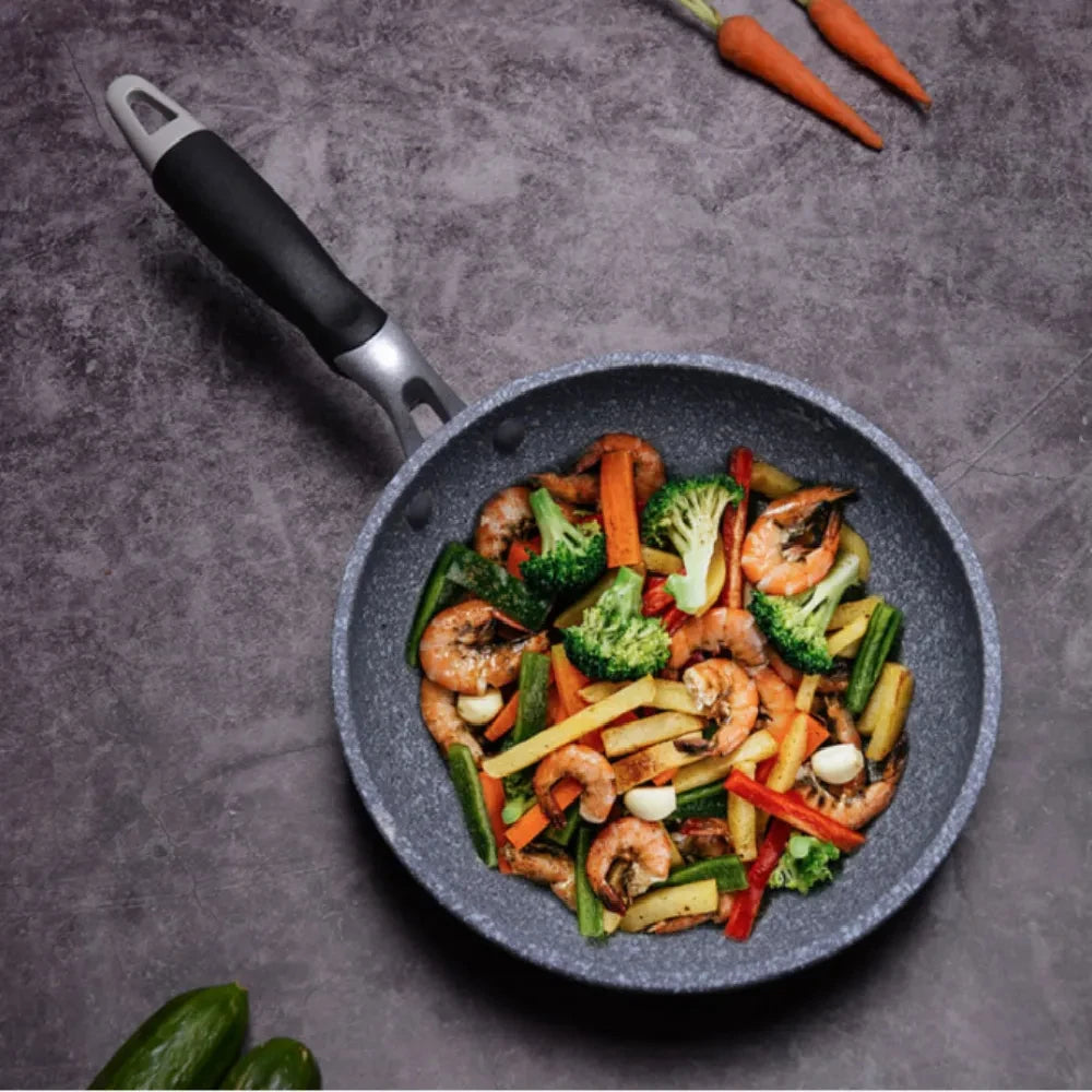 Durable Non-Stick Stone Frying Pan Set - Induction Gas Compatible Skillets 20242628cm - ZOOMNSTORE