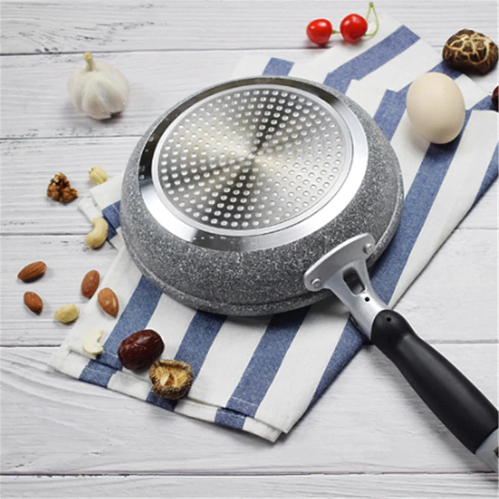 Durable Non-Stick Stone Frying Pan Set - Induction Gas Compatible Skillets 20242628cm - ZOOMNSTORE