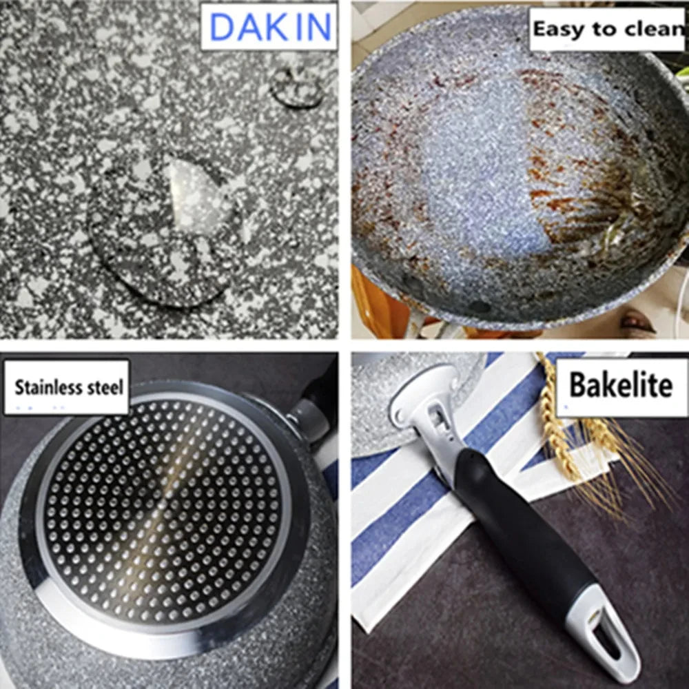 Durable Non-Stick Stone Frying Pan Set - Induction Gas Compatible Skillets 20242628cm - ZOOMNSTORE