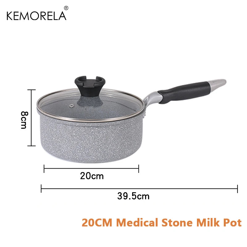 Durable Non-Stick Stone Frying Pan Set - Induction Gas Compatible Skillets 20242628cm - ZOOMNSTORE