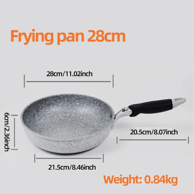 Durable Non-Stick Stone Frying Pan Set - Induction Gas Compatible Skillets 20242628cm - ZOOMNSTORE