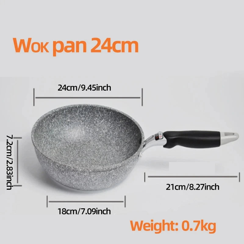 Durable Non-Stick Stone Frying Pan Set - Induction Gas Compatible Skillets 20242628cm - ZOOMNSTORE