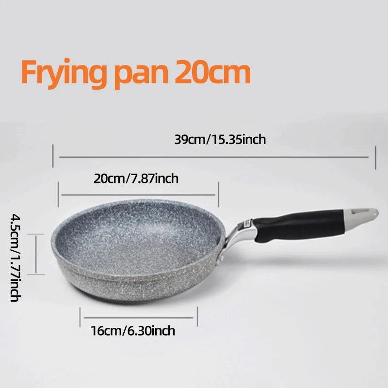 Durable Non-Stick Stone Frying Pan Set - Induction Gas Compatible Skillets 20242628cm - ZOOMNSTORE