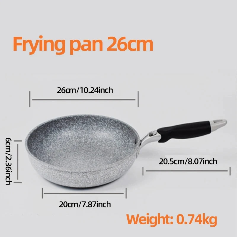 Durable Non-Stick Stone Frying Pan Set - Induction Gas Compatible Skillets 20242628cm - ZOOMNSTORE