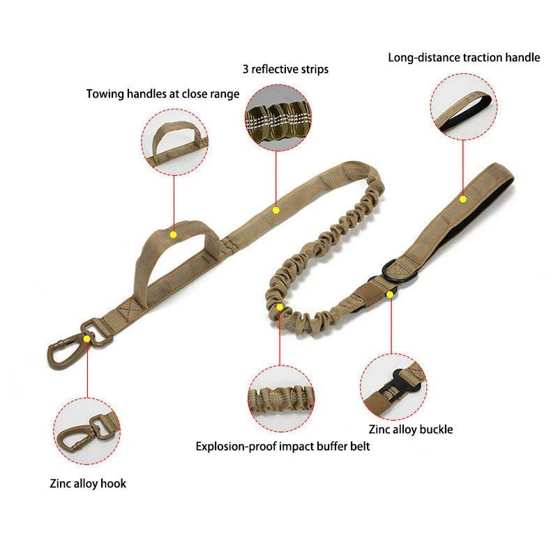 Durable Nylon Dog Collar and Leash Set - Reflective Tactical Training for Large Dogs - ZOOMNSTORE