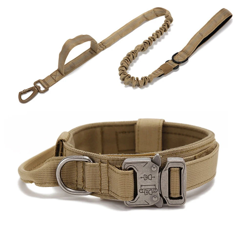 Durable Nylon Dog Collar and Leash Set - Reflective Tactical Training for Large Dogs - ZOOMNSTORE