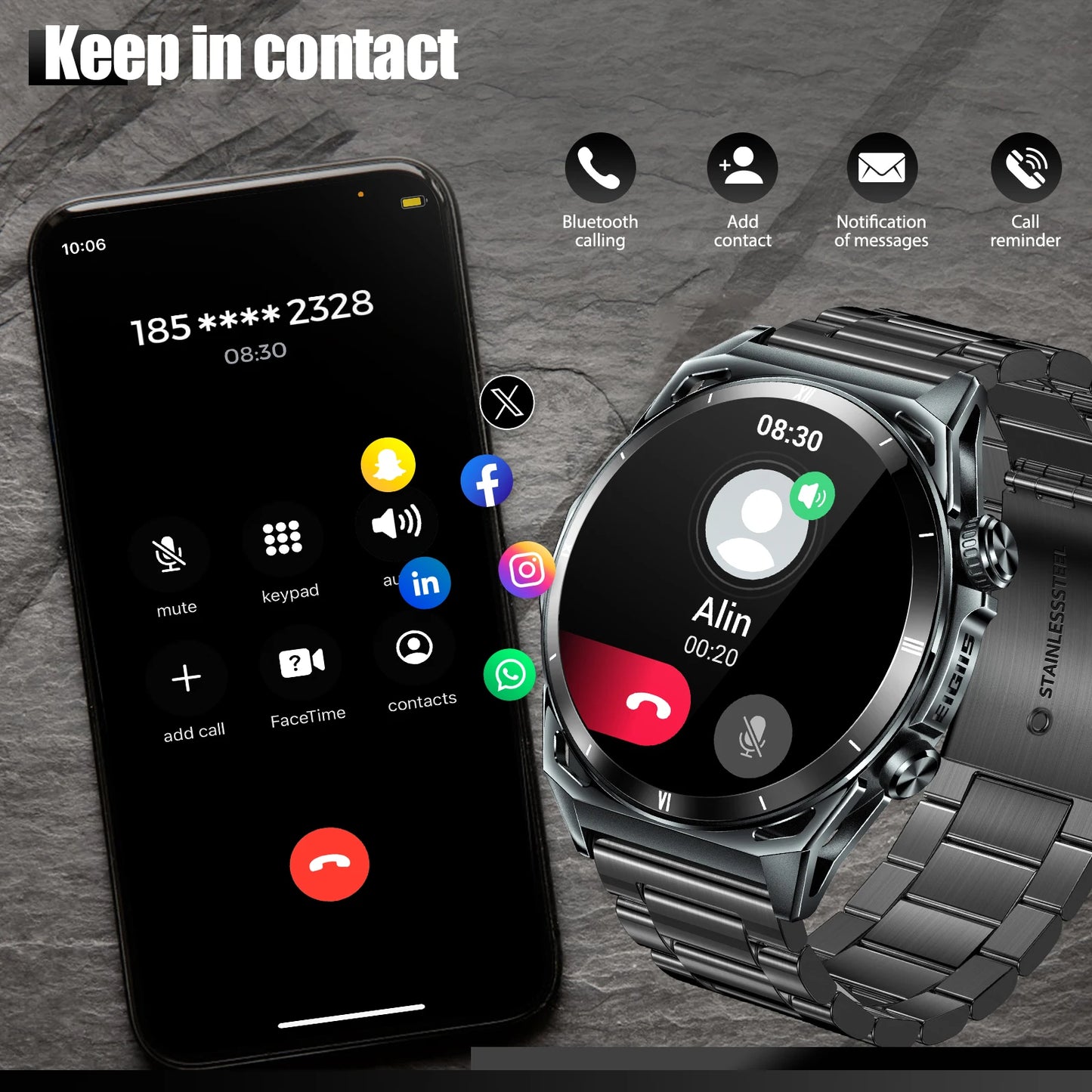 EIGIIS KE6 Smart Watch - AMOLED Waterproof Health Monitor - ZOOMNSTORE