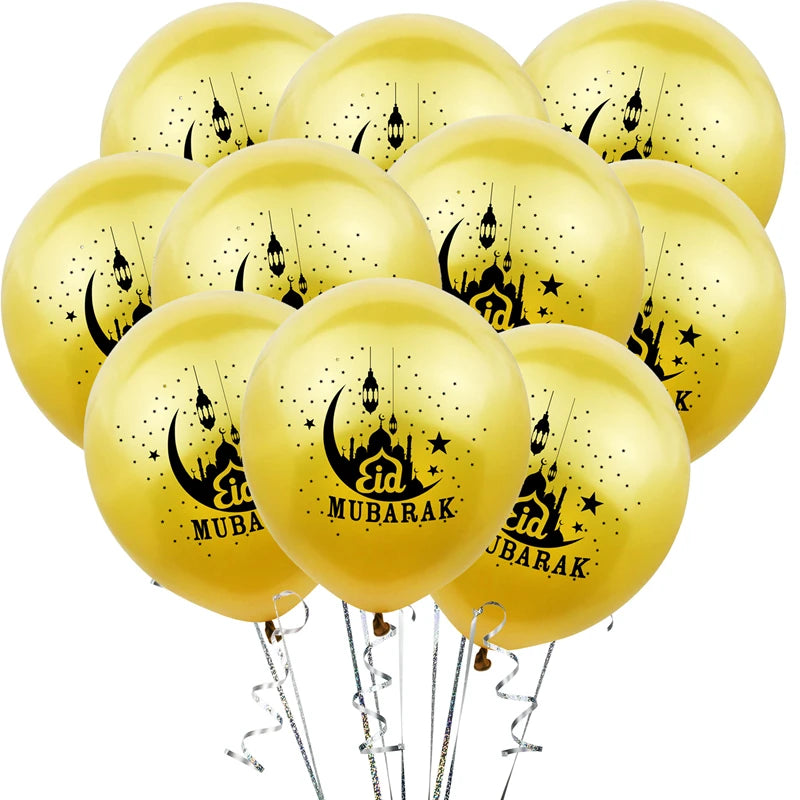Eid Mubarak Party Supplies - Gold Disposable Tableware Cups Banners Gift Bags - ZOOMNSTORE