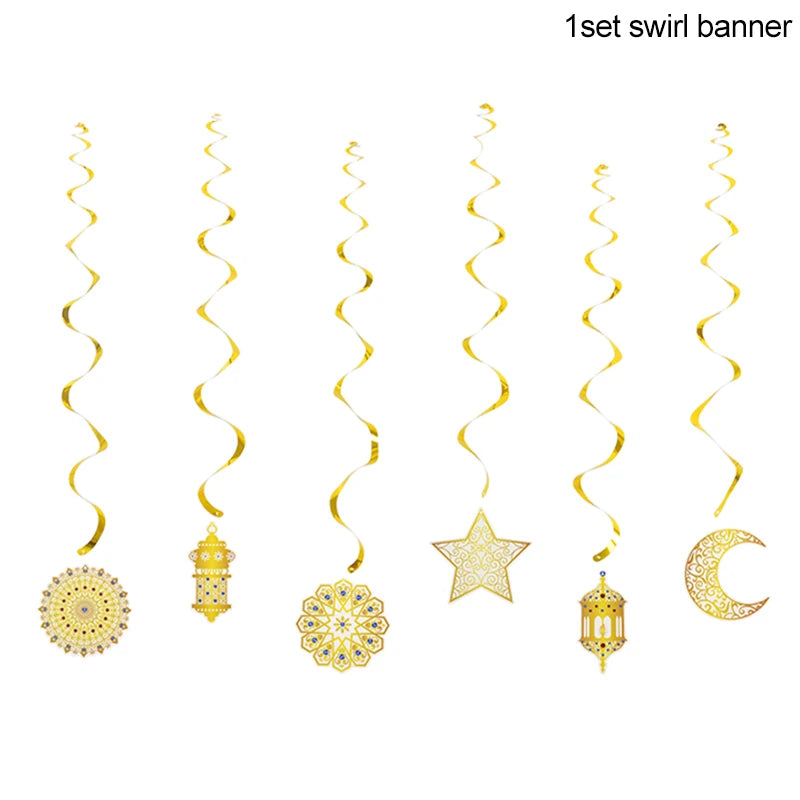 Eid Mubarak Party Supplies - Gold Disposable Tableware Cups Banners Gift Bags - ZOOMNSTORE