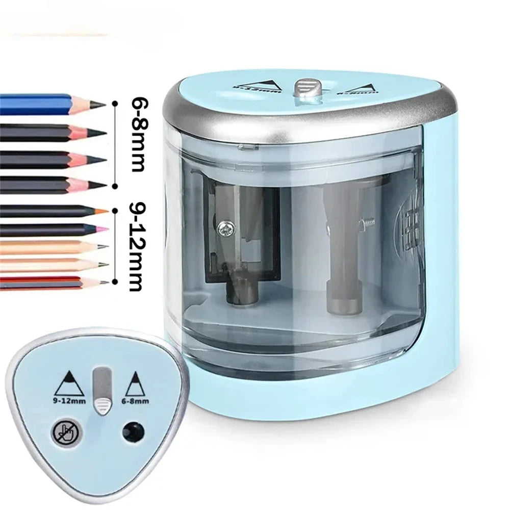 New Two-hole Electric Automatic Pencil Sharpener Switch Pencil Sharpener Home Office School Supplies Stationery Art - ZOOMNSTORE