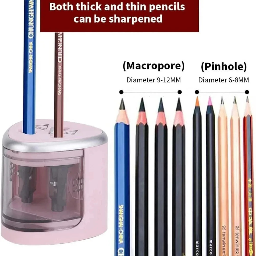 New Two-hole Electric Automatic Pencil Sharpener Switch Pencil Sharpener Home Office School Supplies Stationery Art - ZOOMNSTORE