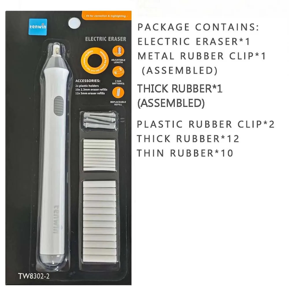 TENWIN A Set of Electric Eraser Automatic Rotary Quick Wipe School Supplies for Sketching, Revision (Battery Not Included) - ZOOMNSTORE