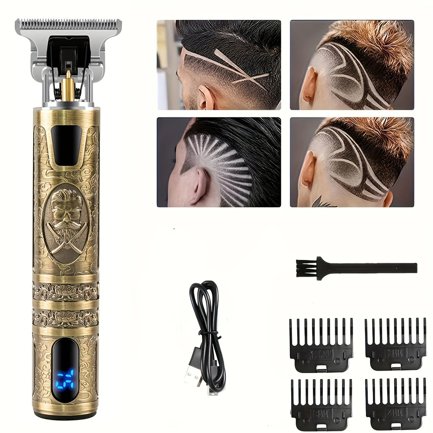 Electric Hair Clipper - Rechargeable USB Hair and Beard Trimmer with LCD Display - ZOOMNSTORE