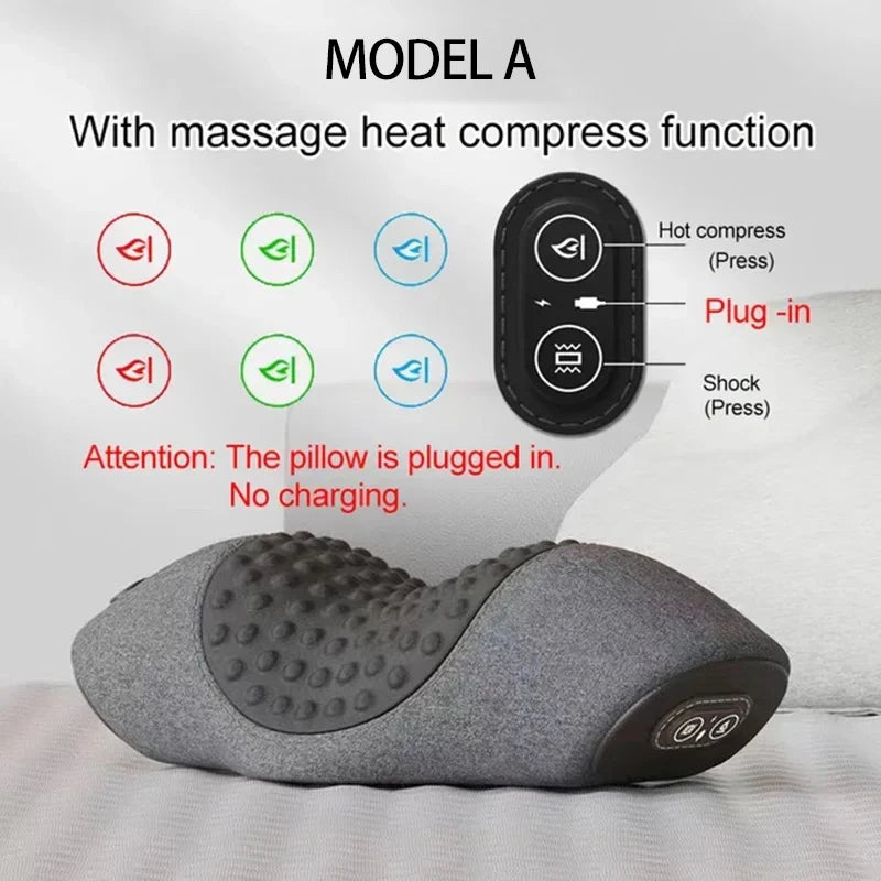 Electric Neck Massager With Cervical Pillow | Hot Compress & Vibration Therapy - ZOOMNSTORE