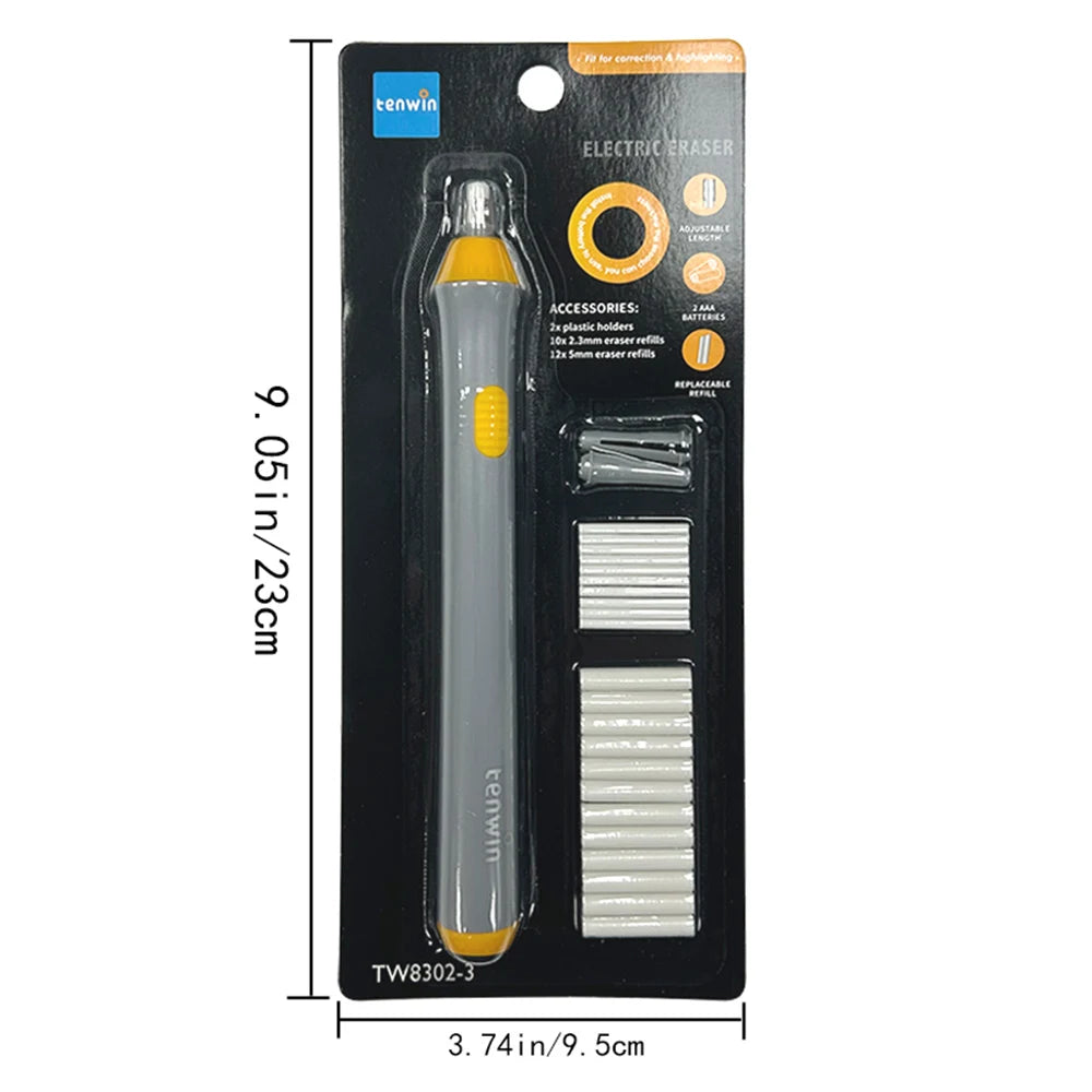 Tenwin Adjustable Electric Rubber Eraser with Rubber Refills Battery Power for Sketch Drawing Erasing School Stationery Supplies - ZOOMNSTORE