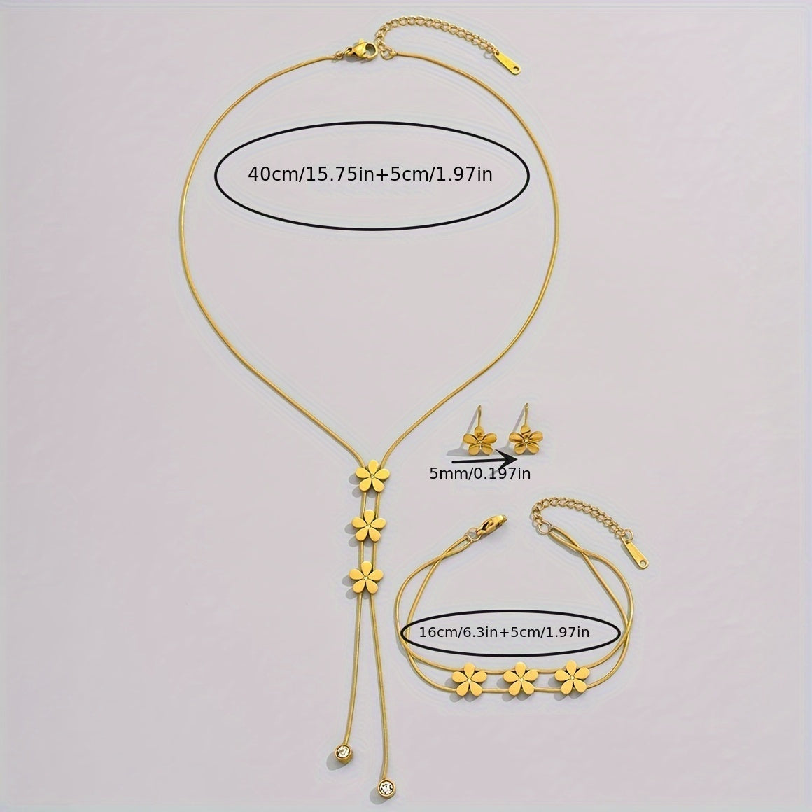 Elegant Golden Flower Beads Jewelry Set - Earrings Bracelet Necklace for Special Occasions - ZOOMNSTORE