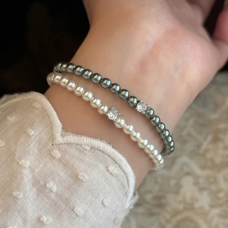 Elegant Handmade Zircon Pearl Bracelet - Retro Luxury Jewelry for Women - ZOOMNSTORE
