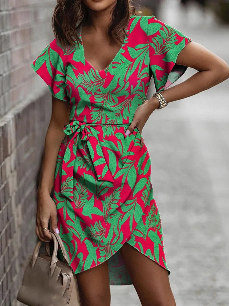 Elegant Summer V Neck Dress - Casual Boho Beach Party Dress for Women - ZOOMNSTORE