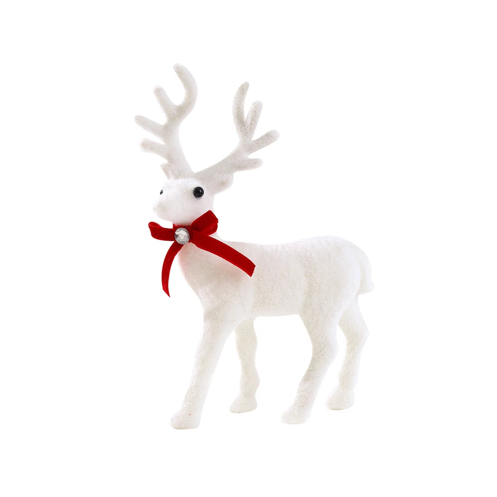 Elk Christmas Ornaments - White Elk Figurines 16/21/26CM Holiday Room Decorations - ZOOMNSTORE