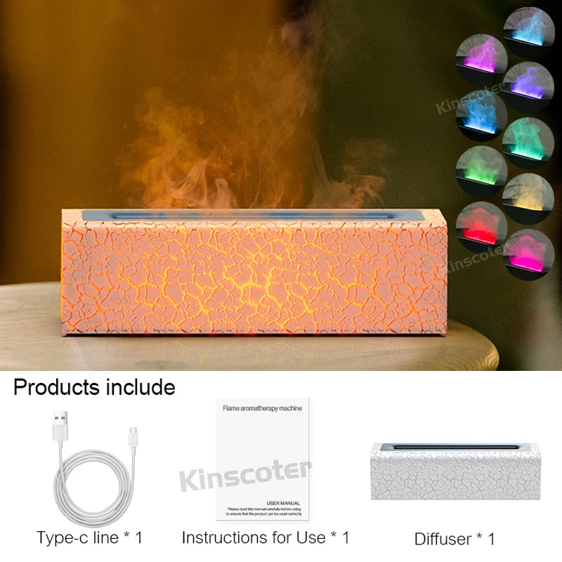 Aroma Diffuser Humidifier - Ultrasonic Essential Oil Diffuser with RGB Flame Night Light - ZOOMNSTORE