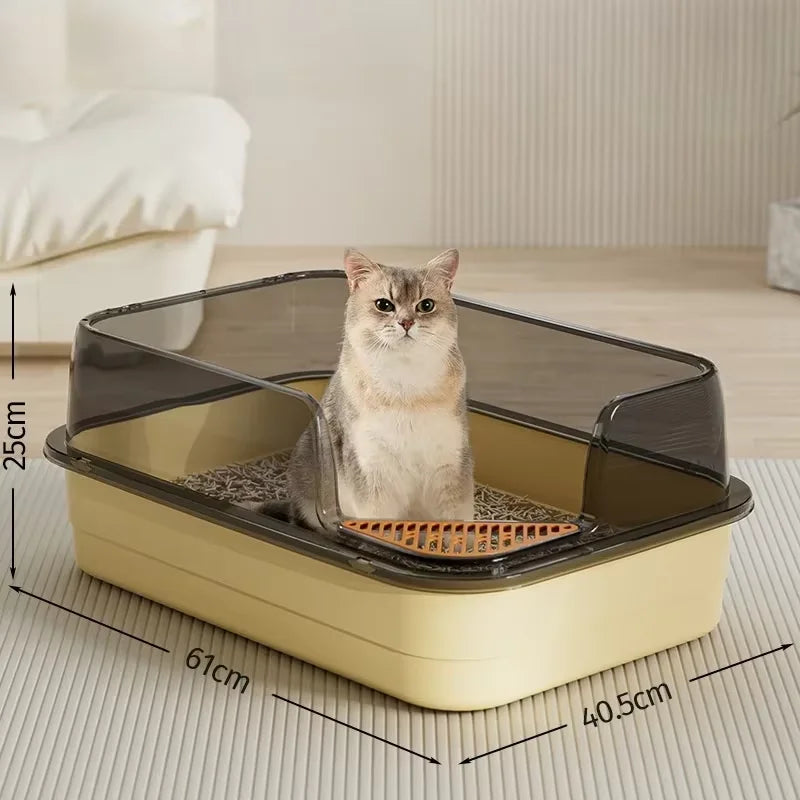 Extra Large Splashproof Cat Litter Box - Pet Toilet Tray Cleaning Basin - ZOOMNSTORE