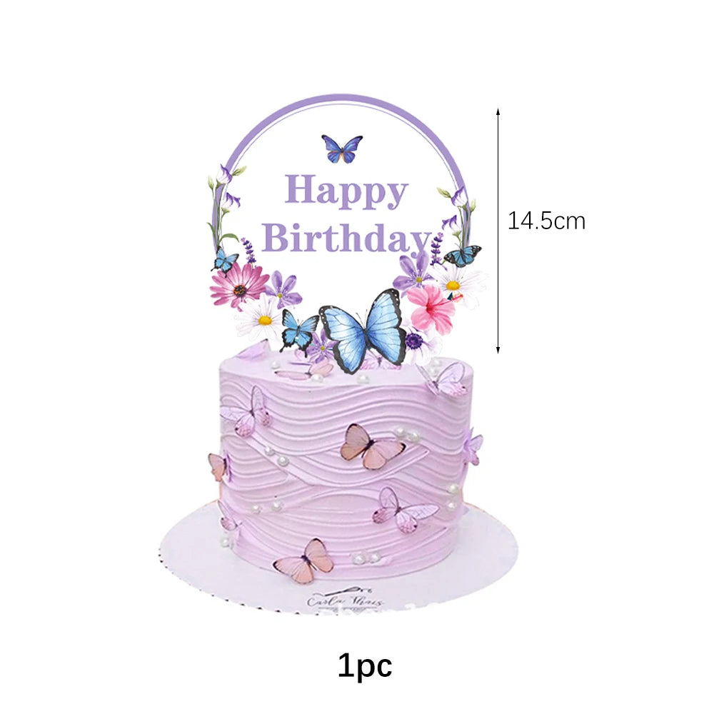 Butterfly Fairy Birthday Party Tableware Set - Pink Disposable Plates Cups Napkins and Tablecloth - ZOOMNSTORE