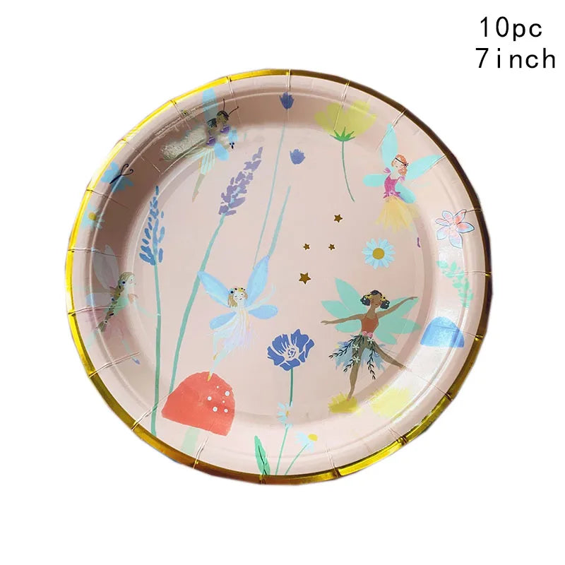Fairy Princess Party Set - Disposable Tableware with Butterfly Plates Napkins and Cups for Girls Birthday Decor - ZOOMNSTORE