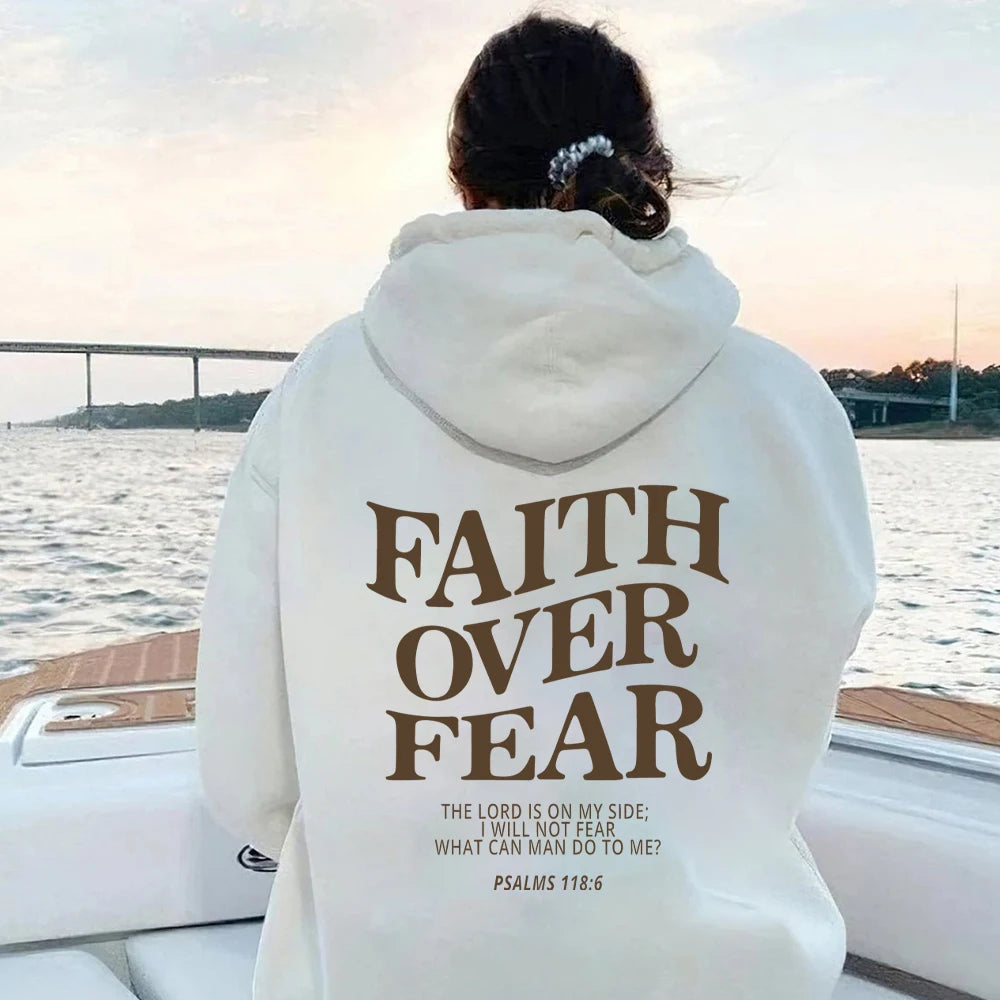 Faith Over Fear Hoodie - Christian Sweatshirt with Bible Verse - ZOOMNSTORE
