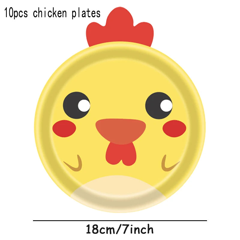 Farm Animals Party Plates - 10pcs Disposable Kids Dinnerware - ZOOMNSTORE