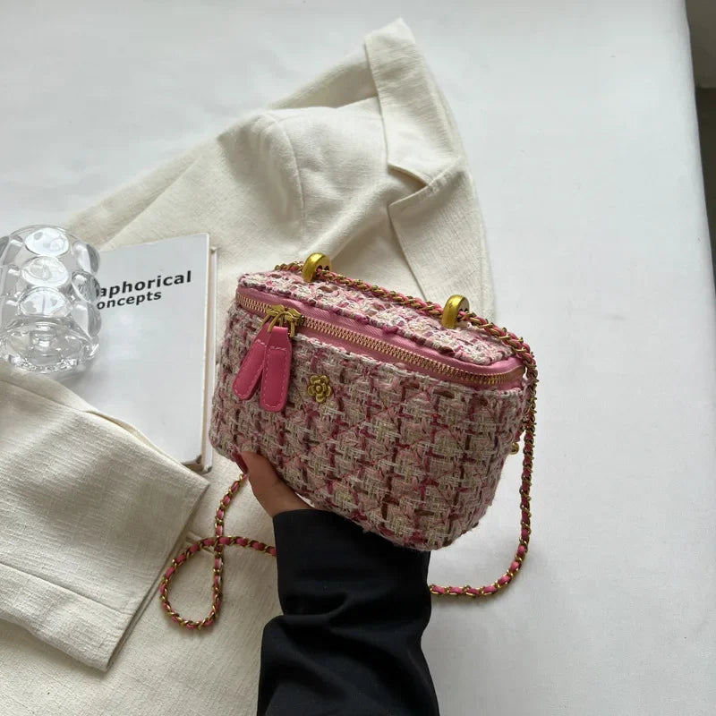 Fashionable Womens Crossbody Bag - Wool Chain Small Square Shoulder Purse - ZOOMNSTORE