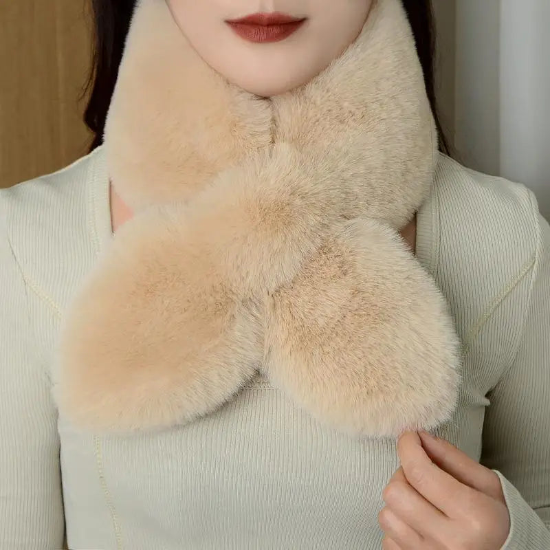 Faux Rabbit Fur Scarf - Soft Warm Scarf For Women | Plush Neck Warmer Winter Accessory - ZOOMNSTORE