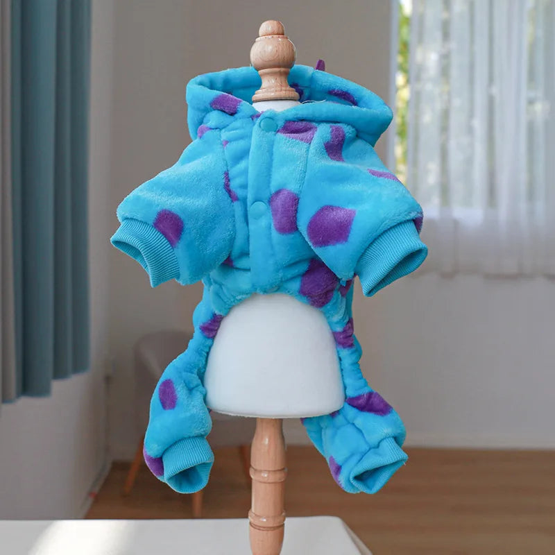 Fleece Pet Overalls - Warm Plush Dinosaur Unicorn Cosplay for Dogs and Cats - ZOOMNSTORE