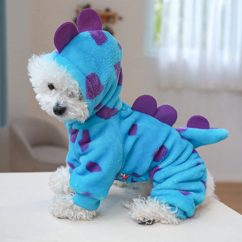 Fleece Pet Overalls - Warm Plush Dinosaur Unicorn Cosplay for Dogs and Cats - ZOOMNSTORE