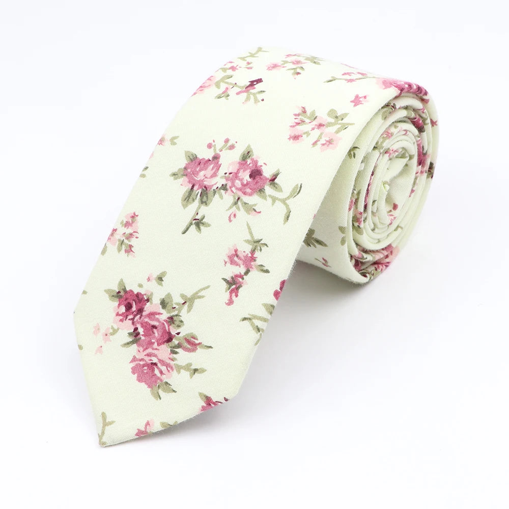 Floral Cotton Tie - Elegant Paisley Necktie for Men Women - ZOOMNSTORE