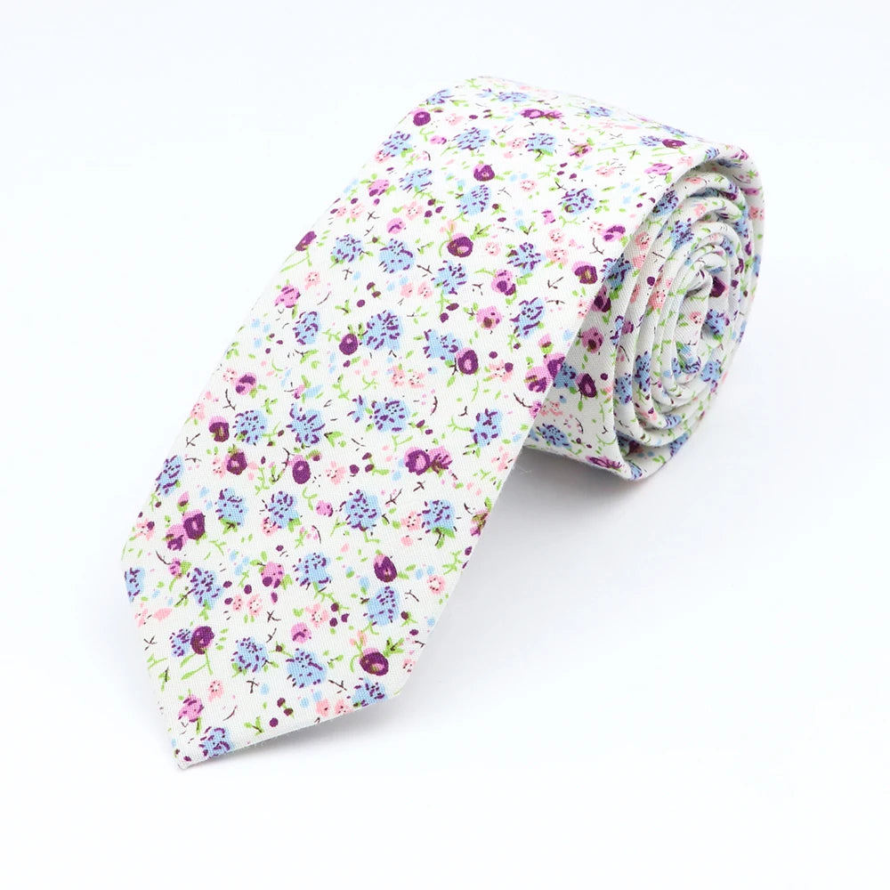Floral Cotton Tie - Elegant Paisley Necktie for Men Women - ZOOMNSTORE