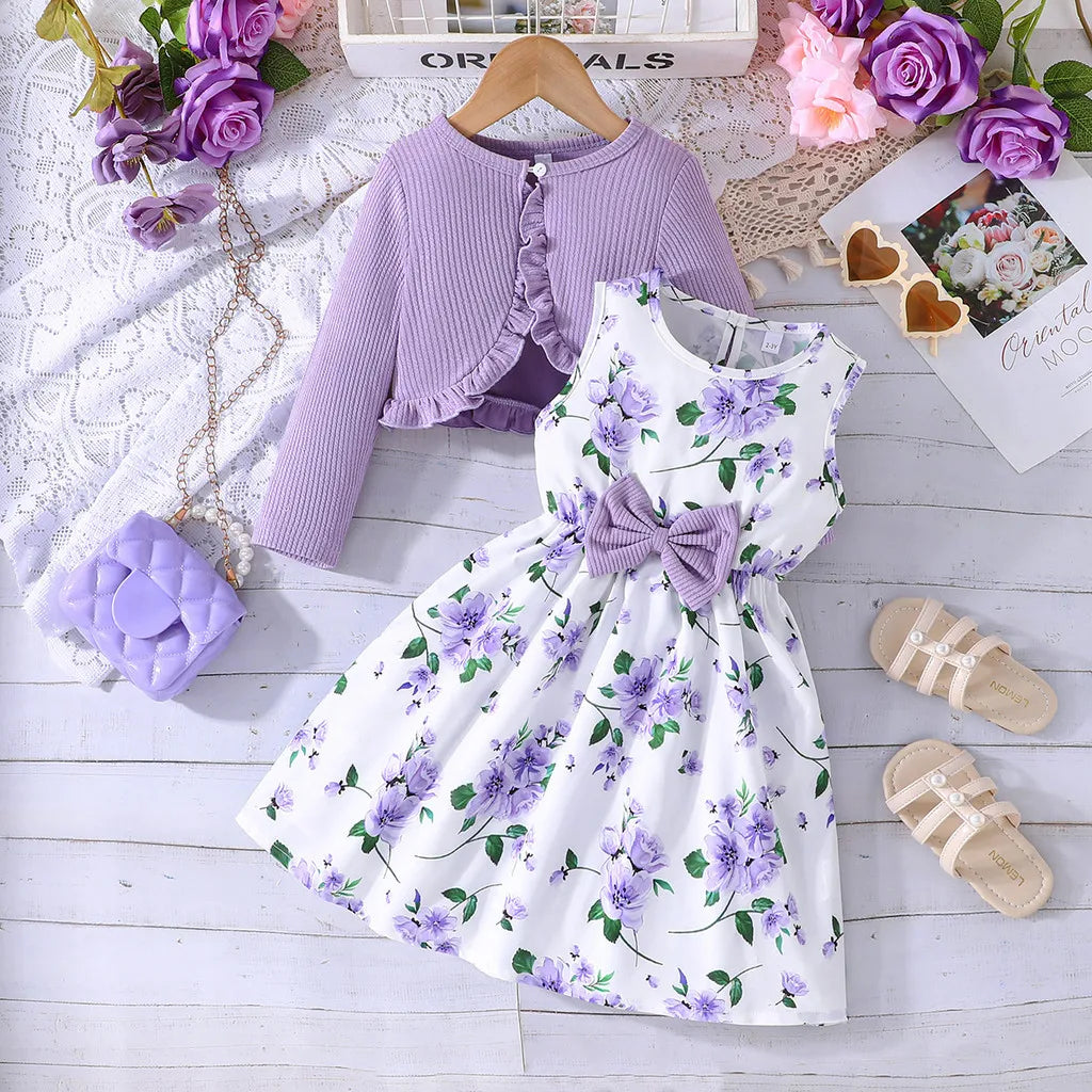 Floral Princess Dress Coat Set - Toddler Girl Outfit 2-8 Years - ZOOMNSTORE