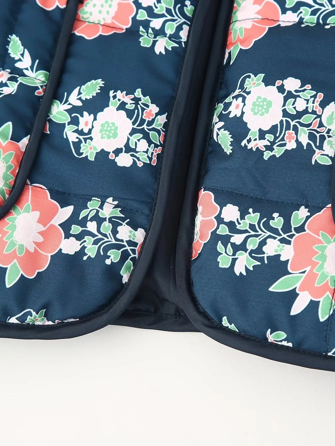 Floral Print Vintage Jacket - Elegant Long Sleeve Quilted Coat for Autumn Winter - ZOOMNSTORE