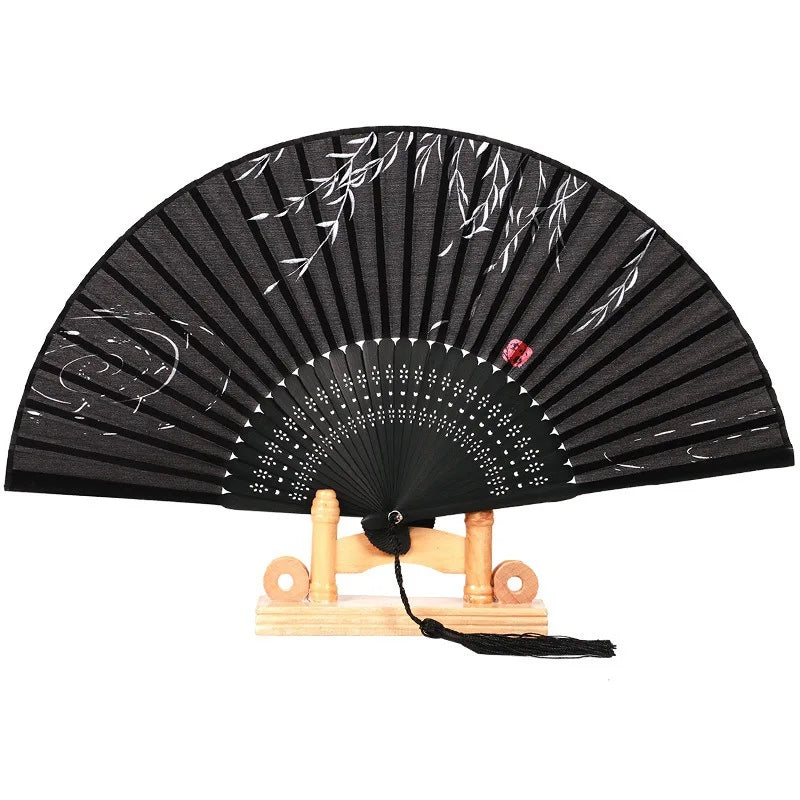Foldable Silk Hand Fan - Bamboo Halloween Cosplay Prop Party Decoration - ZOOMNSTORE