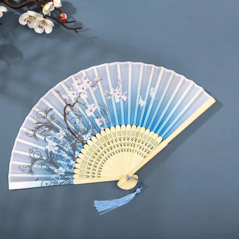 Foldable Silk Hand Fan - Bamboo Halloween Cosplay Prop Party Decoration - ZOOMNSTORE