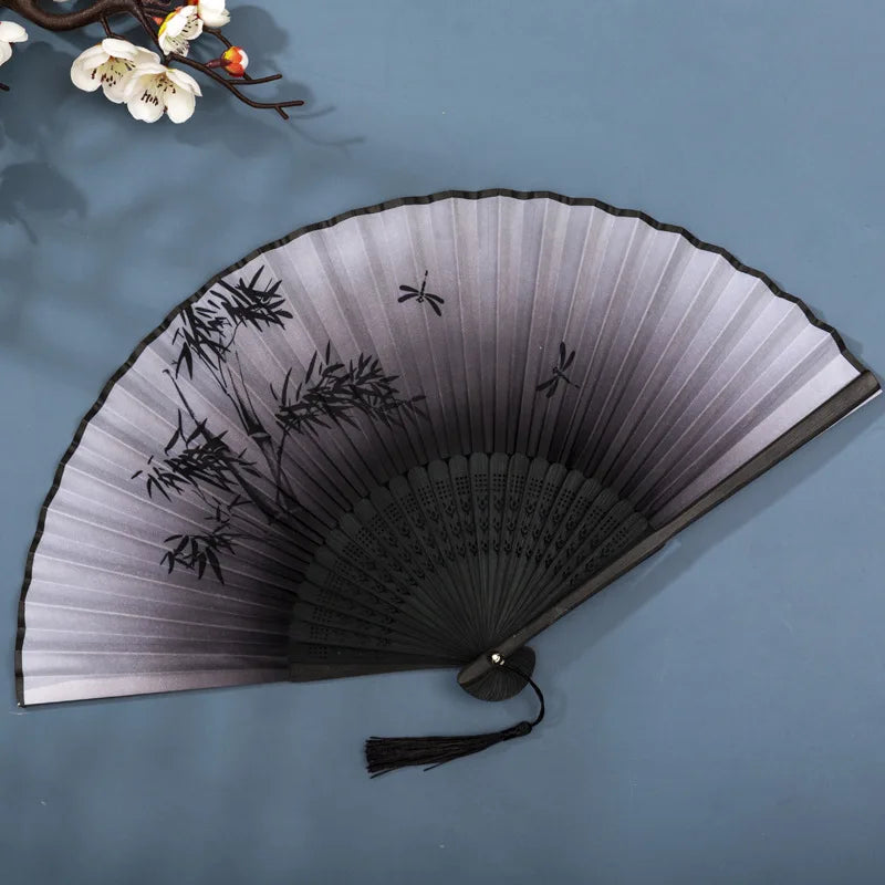 Foldable Silk Hand Fan - Bamboo Halloween Cosplay Prop Party Decoration - ZOOMNSTORE